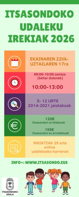  Udalekuetan izena ematea irekita