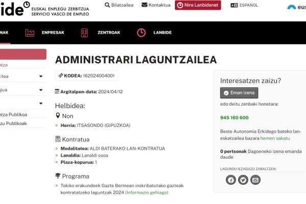 Administrari laguntzaile bat Itsasondorako