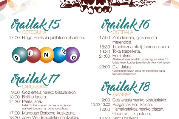 ITSASONDOKO JAIAK 2016, IRAILAK 16-18