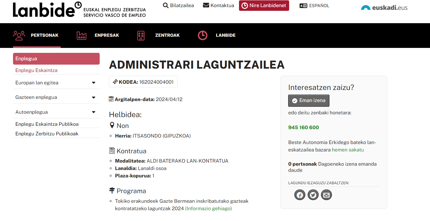 Administrari laguntzaile bat Itsasondorako